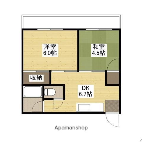 ミトビル(2DK/4階)の間取り写真