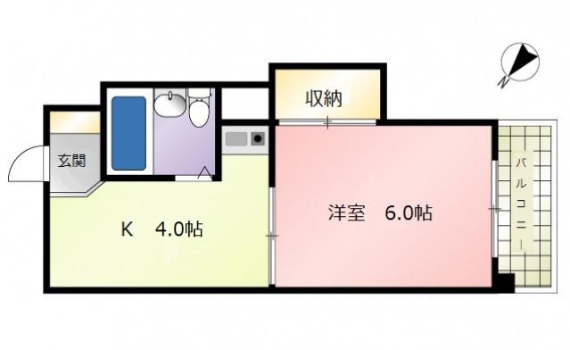 コーポ梶岡(1K/5階)の間取り写真