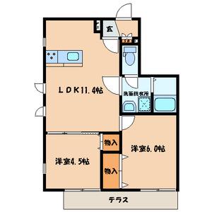 ヘーベルメゾン レ・セーナ(2LDK/1階)の間取り写真