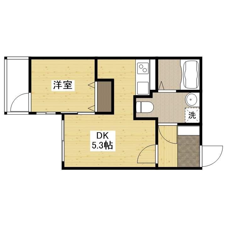 ヴィラ博丈庚午北(1DK/5階)の間取り写真