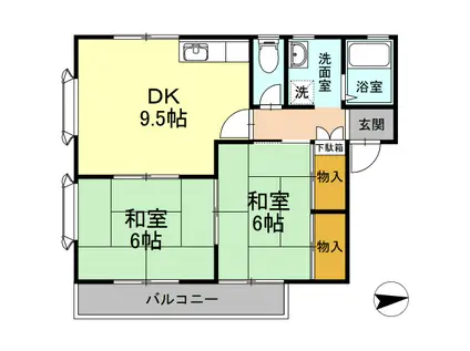 レヂデンス岡田A棟(2DK/1階)の間取り写真
