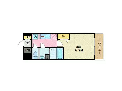 プレサンス広島中央(1K/15階)の間取り写真