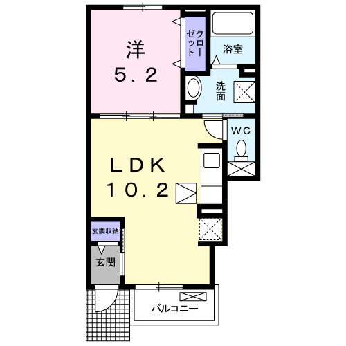 カルムガーデン(1LDK/1階)の間取り写真
