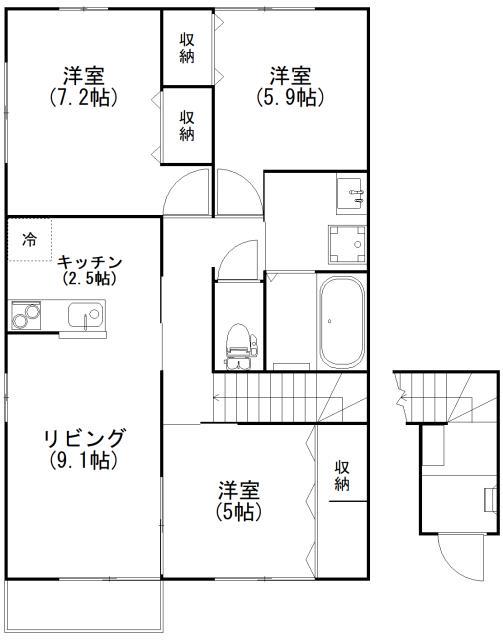 ビクトワール長束(3LDK/2階)の間取り写真