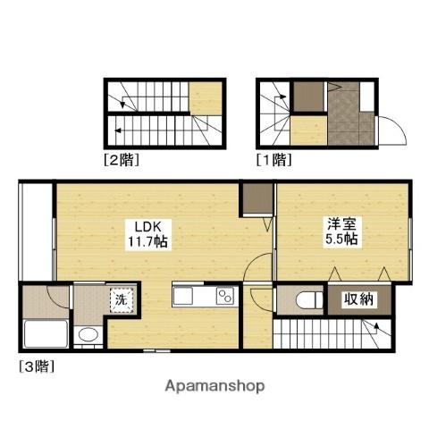 トラストコートⅡ番館(1LDK/3階)の間取り写真
