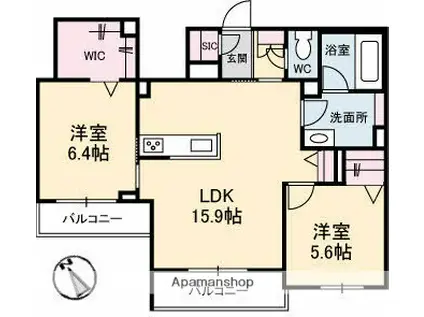 エンソラード(2LDK/2階)の間取り写真