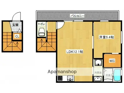 平野アパート(1LDK/2階)の間取り写真
