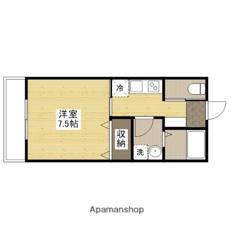 盛林レジデンス B棟(1K/1階)の間取り写真