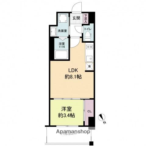 ブランシエスタ河原町(1LDK/5階)の間取り写真