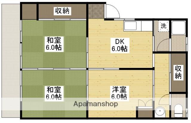 下田アパート(3DK/2階)の間取り写真