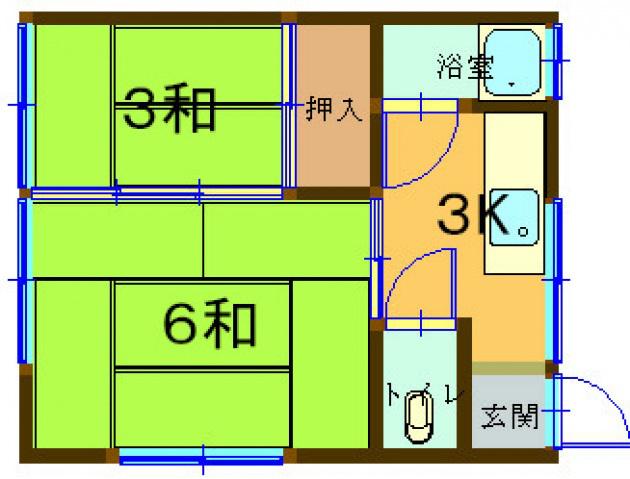 第5川吉荘(2K/2階)の間取り写真