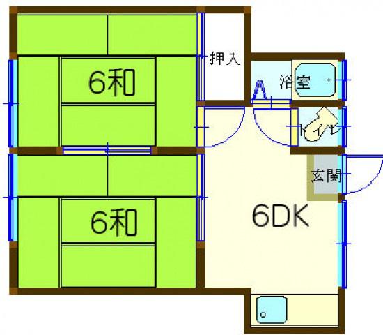 河村荘(2DK/1階)の間取り写真