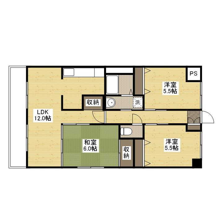 メープルヒル髙林(3LDK/1階)の間取り写真