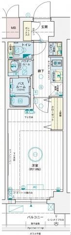 EC広島国泰寺(1K/12階)の間取り写真