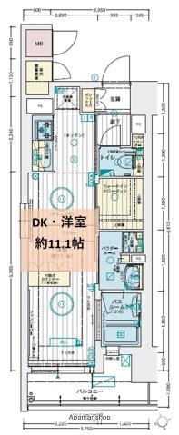 EC広島国泰寺(ワンルーム/12階)の間取り写真