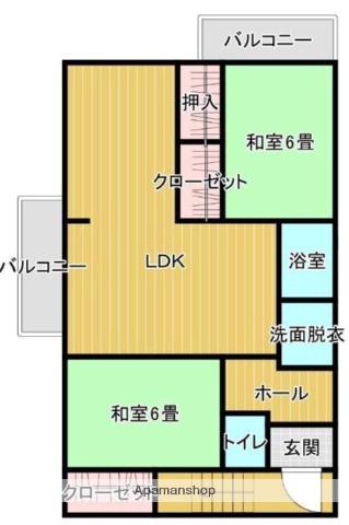 ヴェルデュール(2LDK/1階)の間取り写真