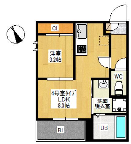 REGALEST 長束(1LDK/1階)の間取り写真