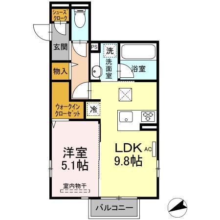 BAMBOO GRASS舟入(1LDK/1階)の間取り写真