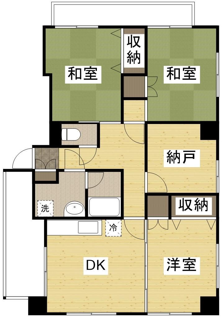 グリン金剛マンション(3SDK/6階)の間取り写真