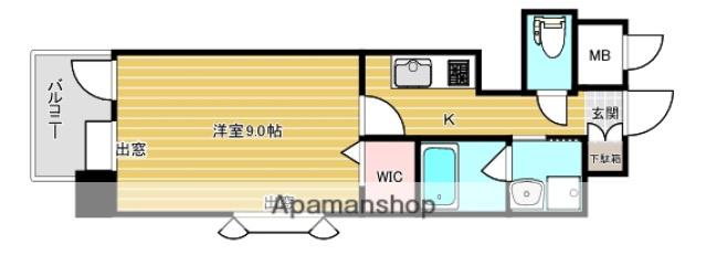 メルシー博丈(1K/3階)の間取り写真