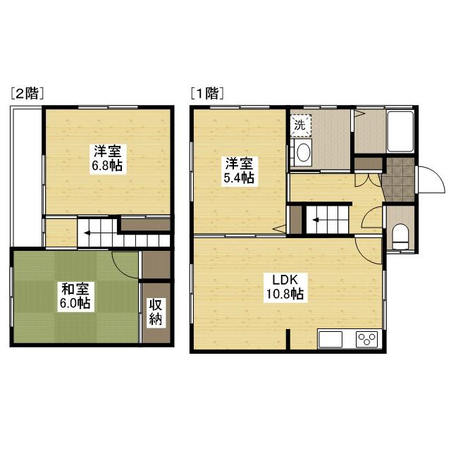 アストラムライン 中筋駅 徒歩6分 2階建 築41年(3LDK)の間取り写真