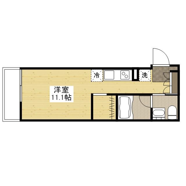 ヴィラリヴィエールⅢ(ワンルーム/3階)の間取り写真