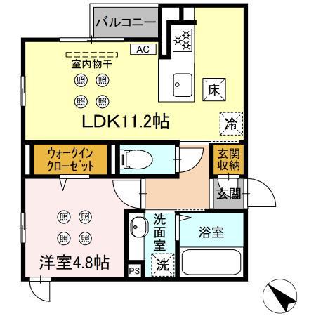 SHINYA BLDG.Ⅴ(1LDK/1階)の間取り写真