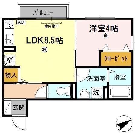 ウィットK(1LDK/2階)の間取り写真