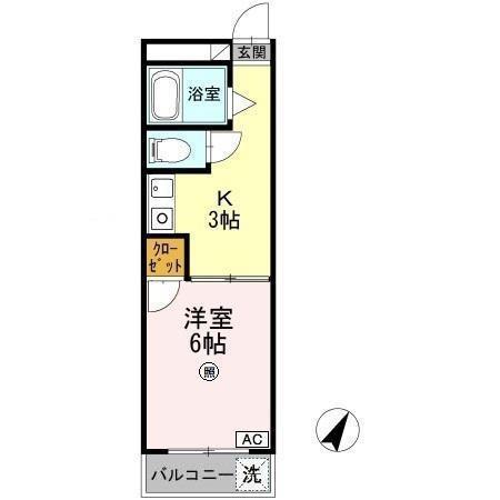 第1パークサイドマンション(1K/2階)の間取り写真