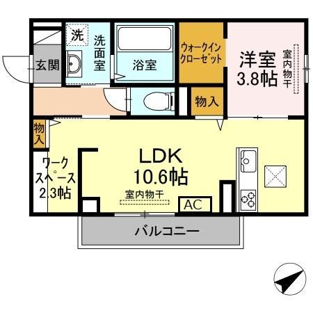 アムール(1LDK/1階)の間取り写真