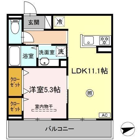 LUCE船越(1LDK/2階)の間取り写真