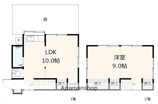 広島県広島市南区 2階建 築58年(1LDK)の間取り写真