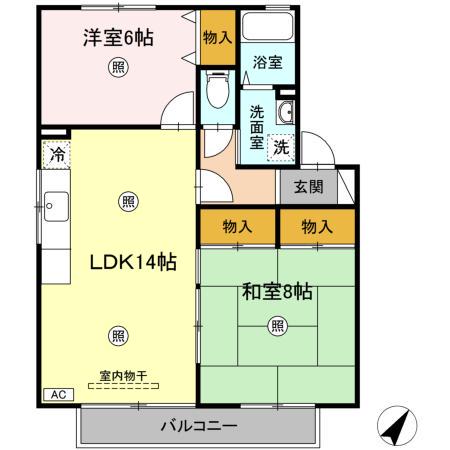 ルミエール倉本(3DK/2階)の間取り写真