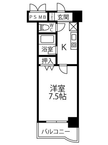 センチュリー曙Ⅰ(1K/3階)の間取り写真