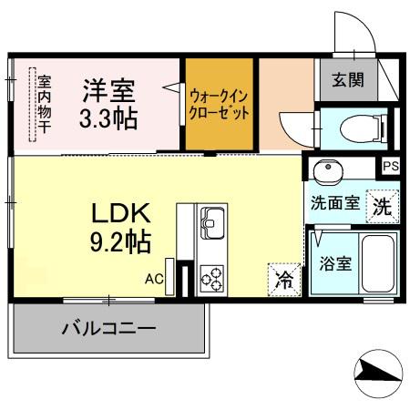 アップス大町DⅡ(1LDK/3階)の間取り写真