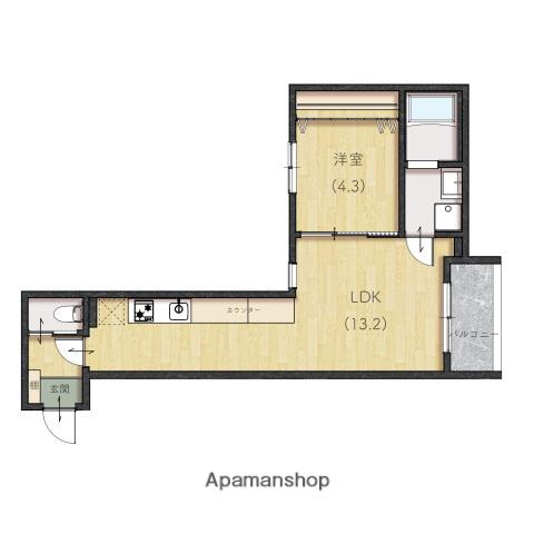 LIEN CORT宇品(1LDK/2階)の間取り写真