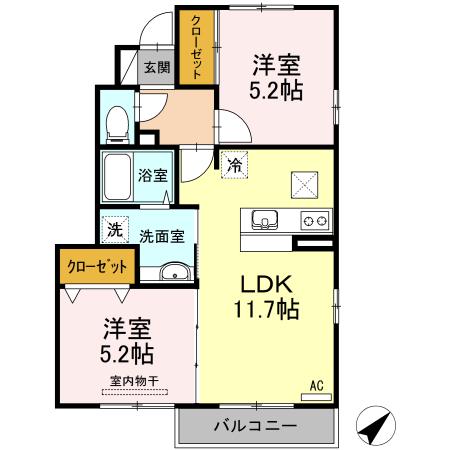 セジュールゆう(2LDK/1階)の間取り写真