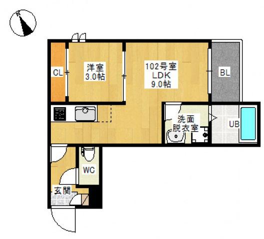 REGALEST千田町(1LDK/1階)の間取り写真