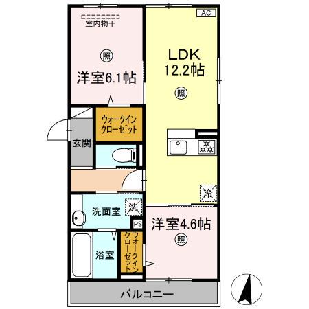 ラ・ココル(2LDK/2階)の間取り写真