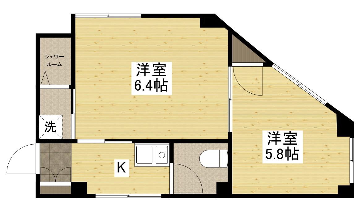 ラビングビル(2K/3階)の間取り写真