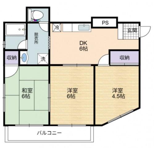 RKビル(3DK/4階)の間取り写真