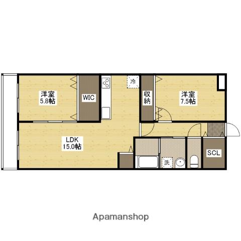 クレスト山本Ⅰ(2LDK/2階)の間取り写真