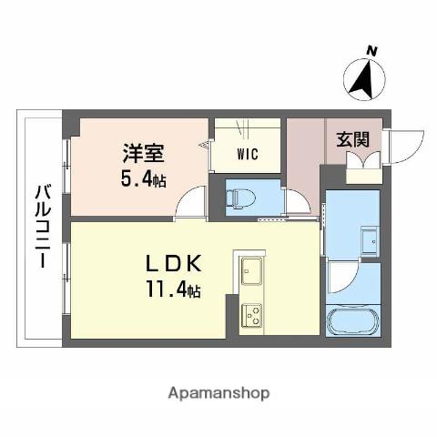 ルリエ府中レジデンス(1LDK/3階)の間取り写真