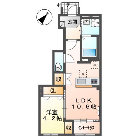 エトワール恵島(1LDK/1階)の間取り写真