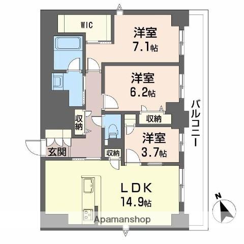 ラヴェール横川(3LDK/7階)の間取り写真