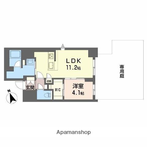 ラヴェール横川(1LDK/1階)の間取り写真