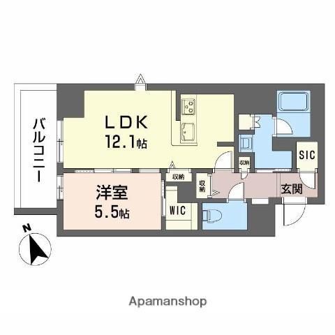 ラヴェール横川(1LDK/7階)の間取り写真