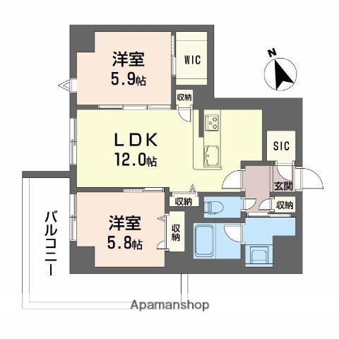 ラヴェール横川(2LDK/2階)の間取り写真