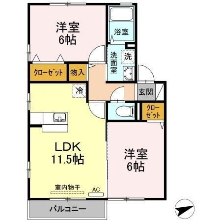 エーデルハイム(2LDK/2階)の間取り写真