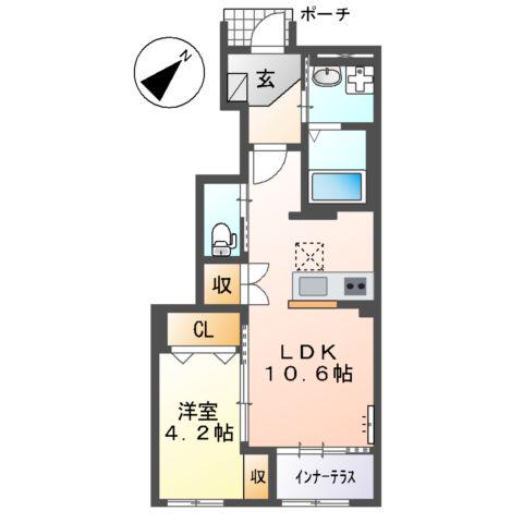CAMELLIA(1LDK/1階)の間取り写真